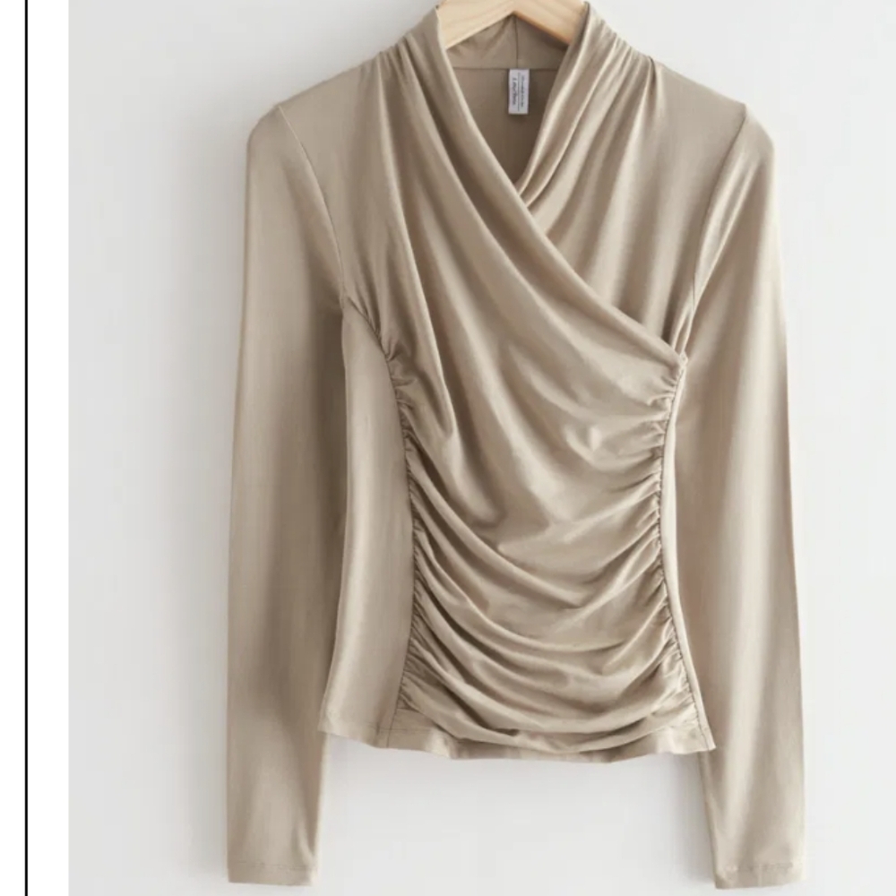 & other stories tan long sleeve top